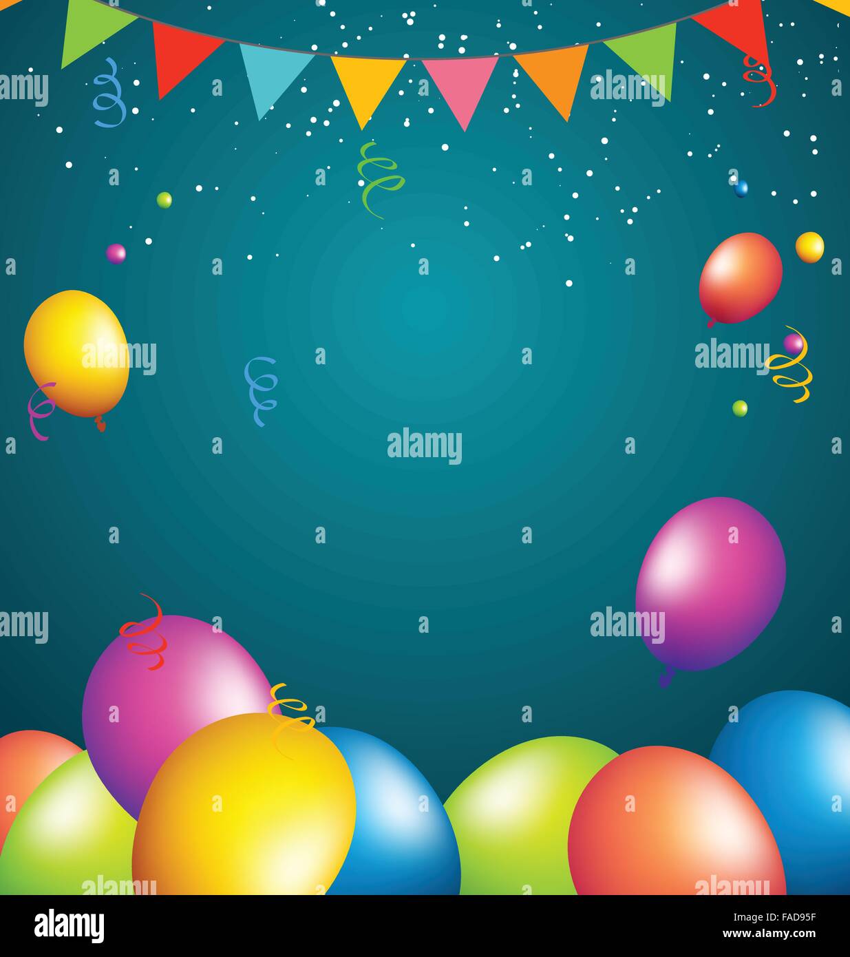 Parti des ballons plein de couleur sur fond bleu Illustration de Vecteur