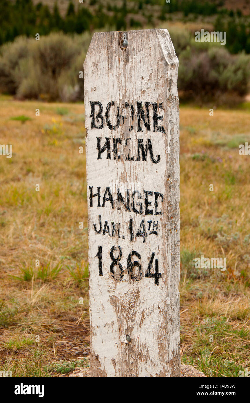 Tombe du cimetière de Boot Hill, Virginia City National Historic Landmark District, Montana Banque D'Images