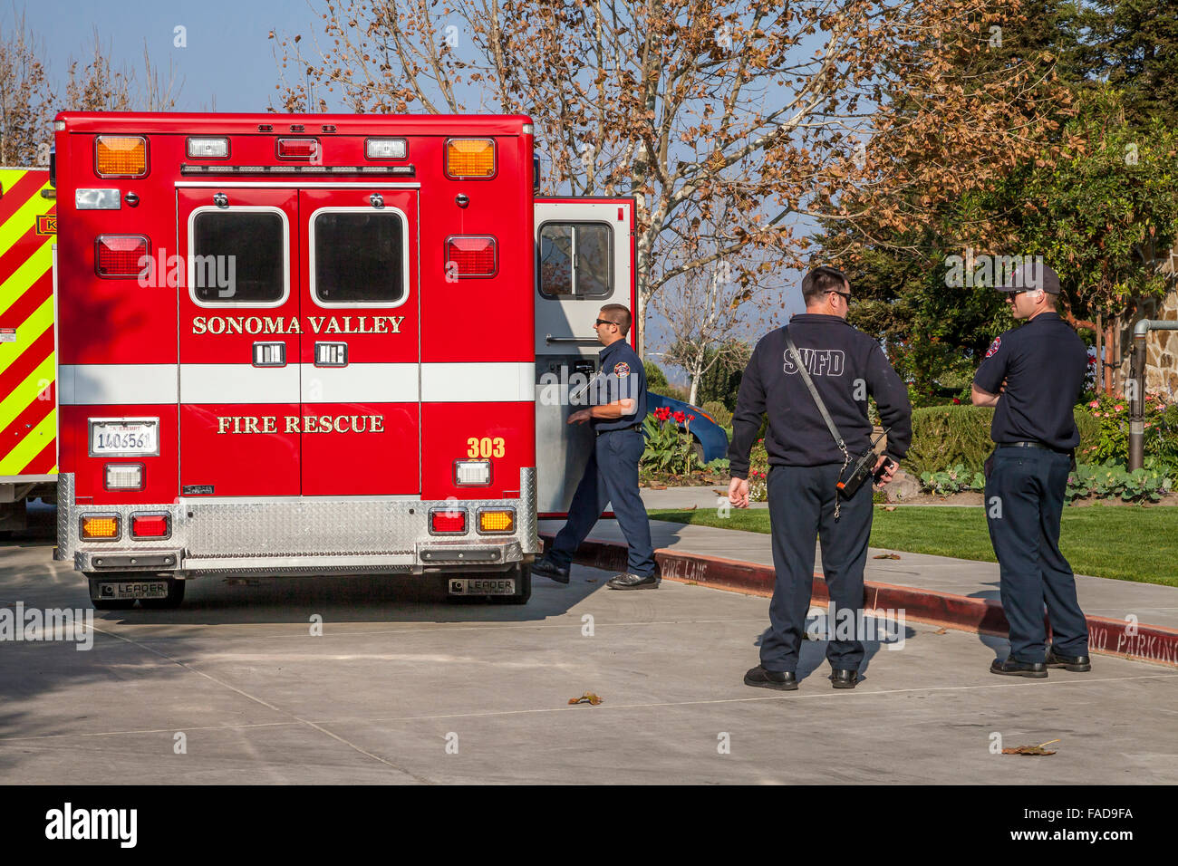 Sonoma Valley Fire Rescue à l'Jacuzzi vignoble familial, Sonoma, California, USA Banque D'Images