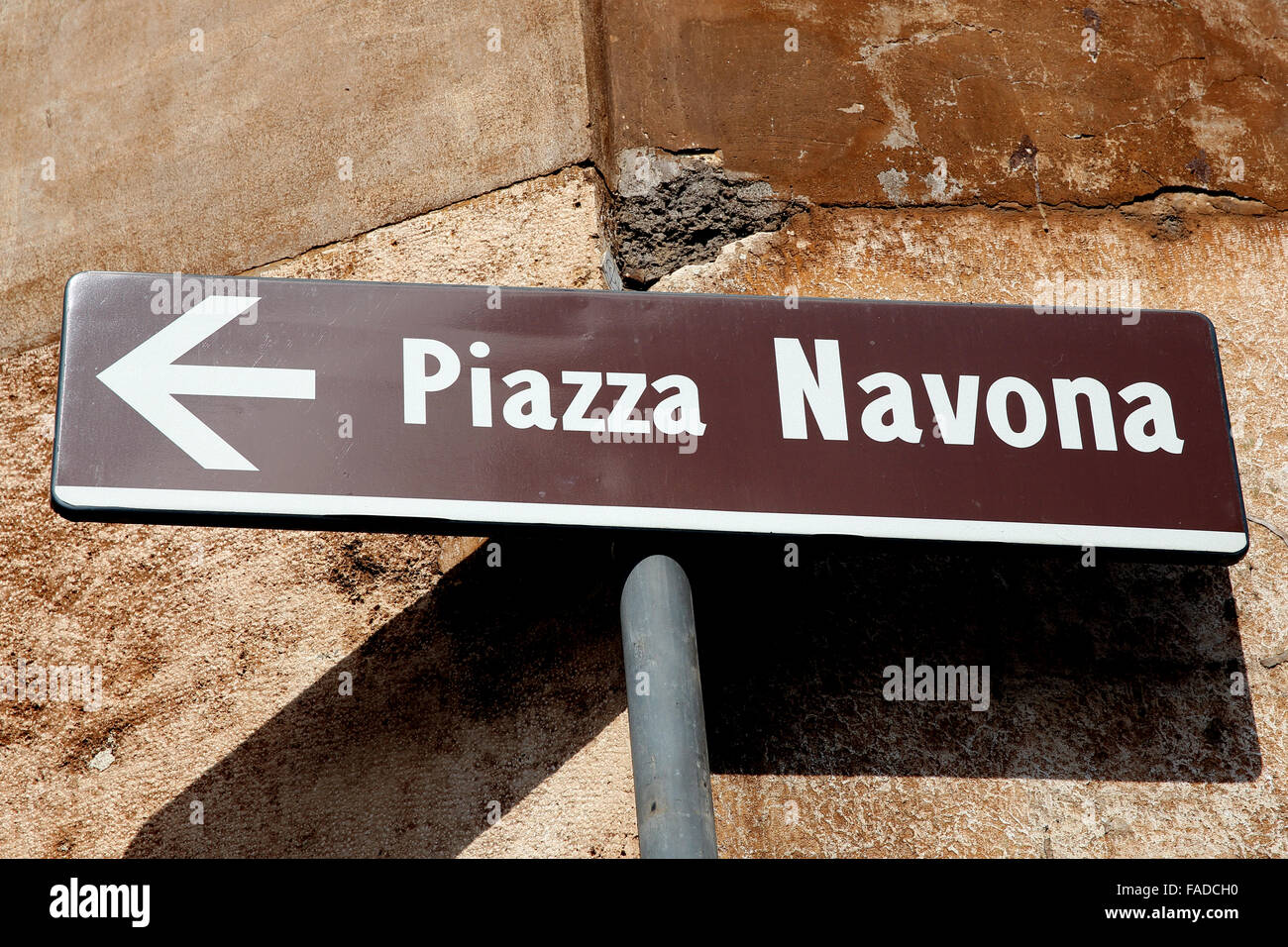 Panneau indiquant les touristes de la Place Navone à Rome Italie Banque D'Images