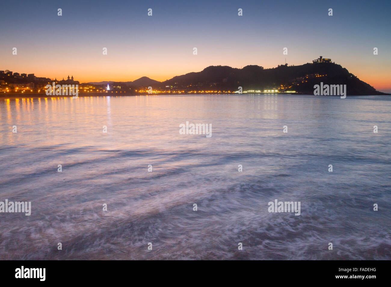 Coucher du soleil à Donostia - San Sebastian, Pays Basque Banque D'Images