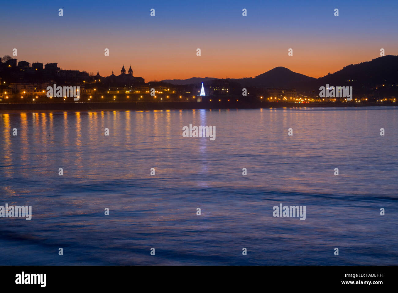 Coucher du soleil à Donostia - San Sebastian, Pays Basque Banque D'Images