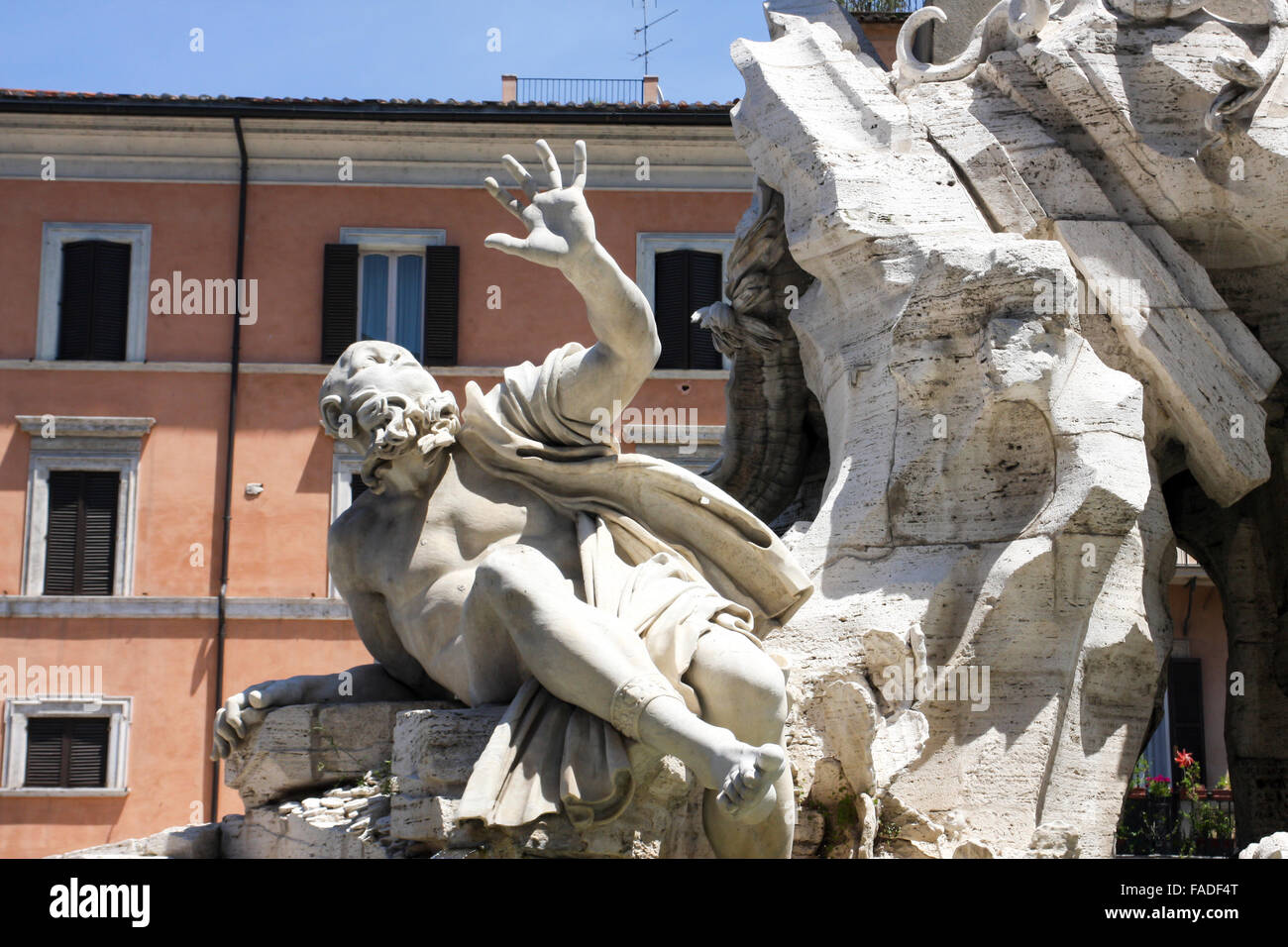 Fontaine des Quatre Fleuves à Piazza Navona à Rome, Italie Banque D'Images