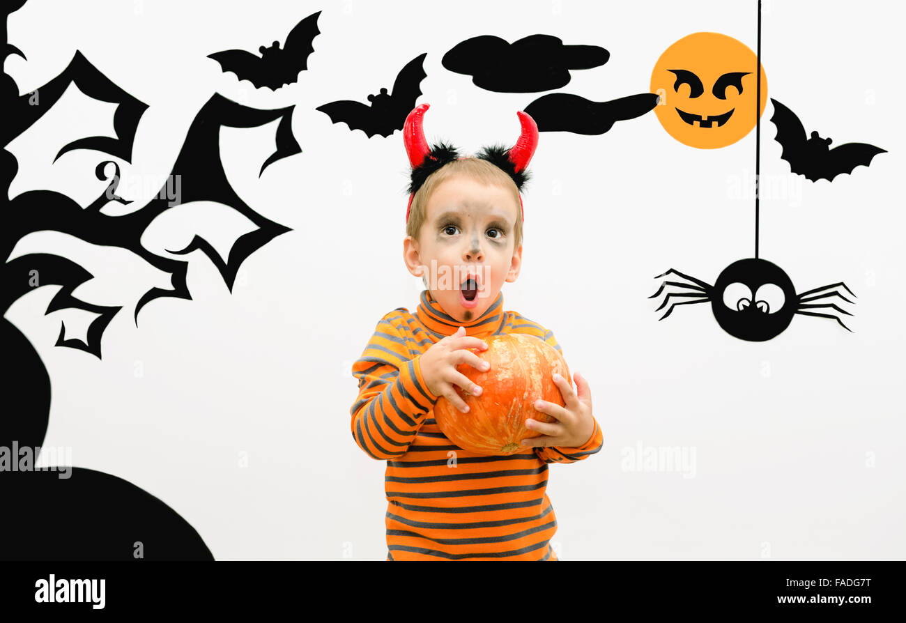 L'Halloween. Portrait d'un enfant. Banque D'Images