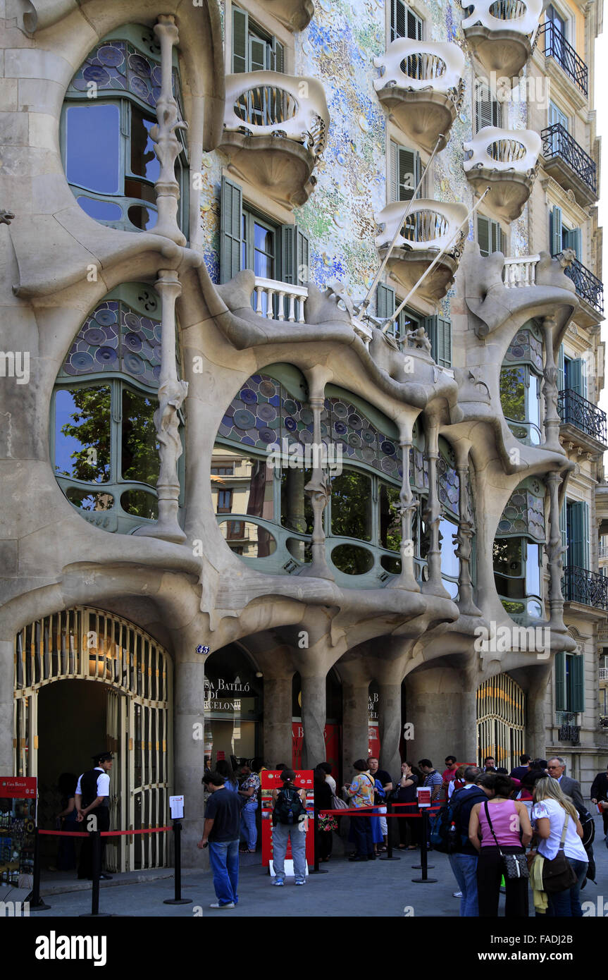 La Casa Batllo à Barcelone, Catalogne, Costa Brava, Espagne Banque D'Images