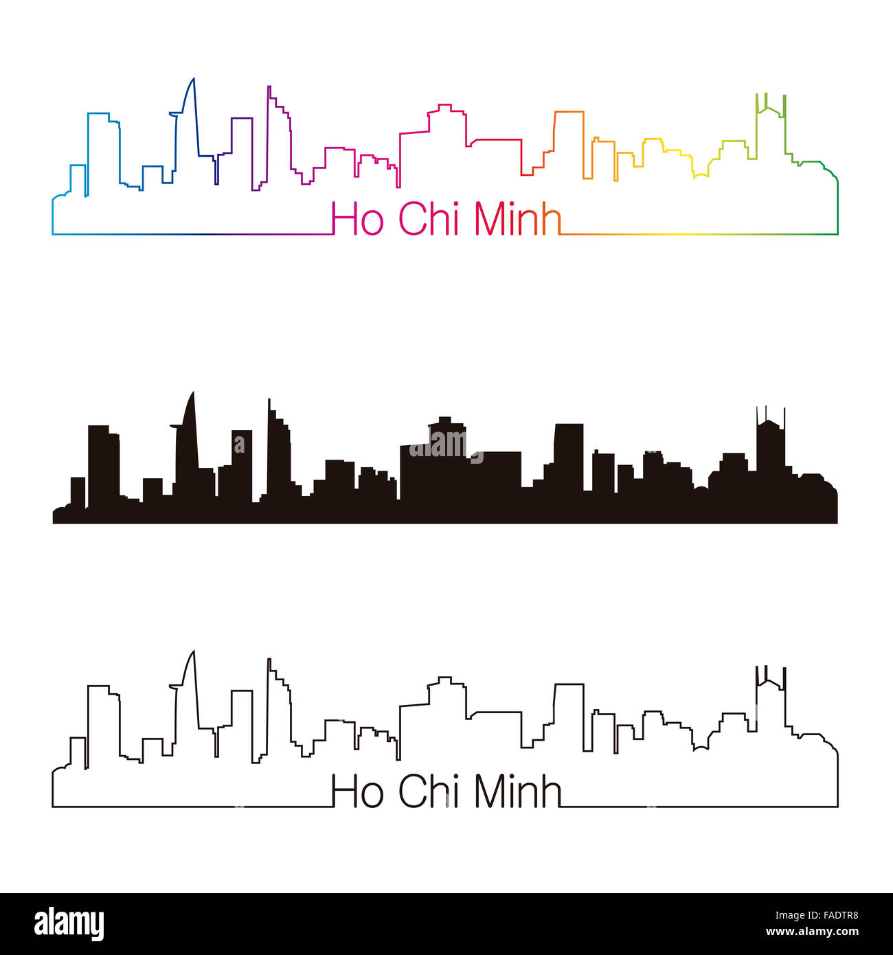 Ho Chi Minh skyline style linéaire avec rainbow en fichier vectoriel éditable Banque D'Images