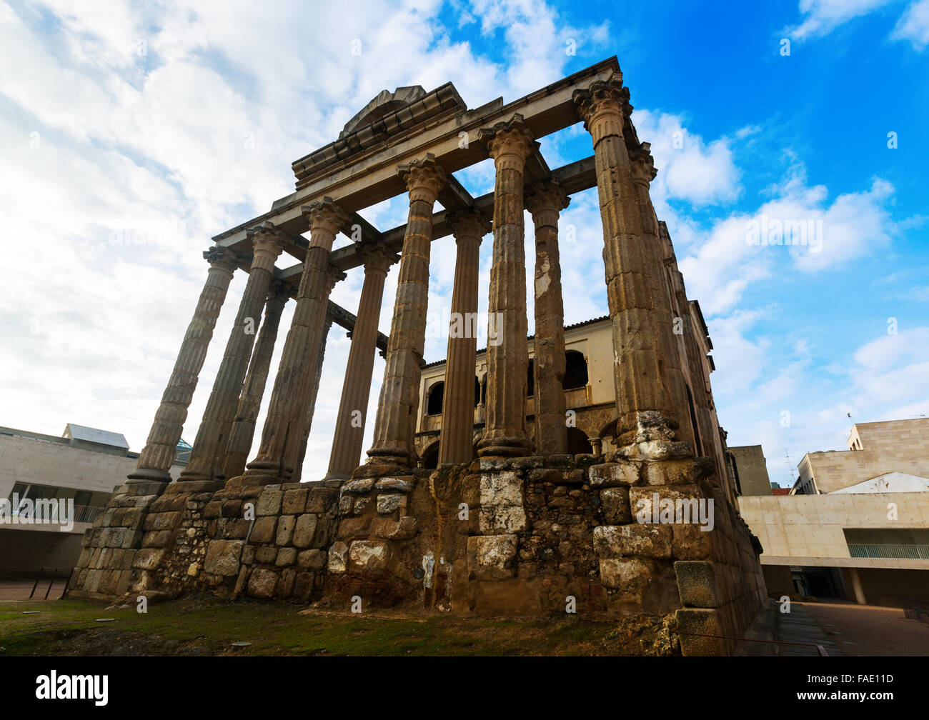 Temple de Diane - temple antique de l'Empire romain. Merida, Espagne Banque D'Images