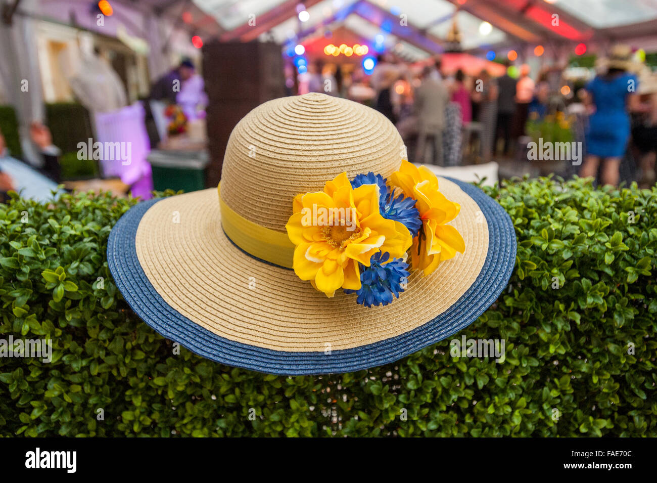 Lady's hat avec des fleurs. Banque D'Images