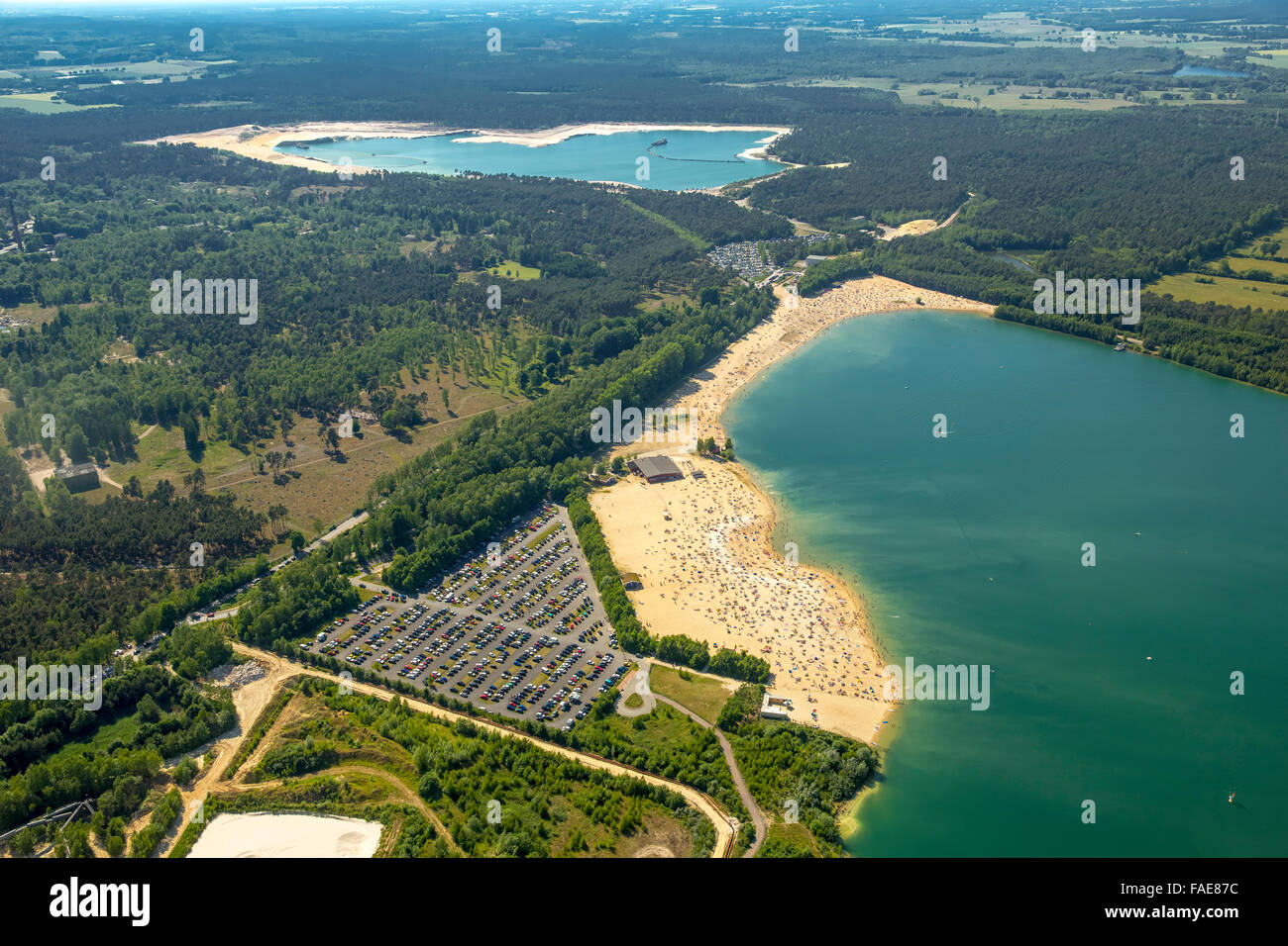 Silbersee II entre Haltern et Dülmen, lac, carrière, d'extraction de sable de quartz par le quartz, la gastronomie des sables mouvants Banque D'Images