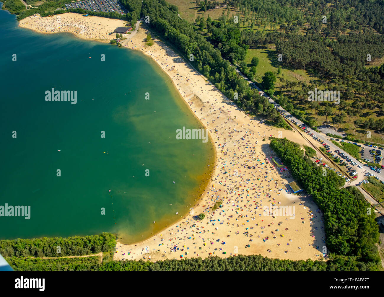 Silbersee II entre Haltern et Dülmen, lac, carrière, d'extraction de sable de quartz par le quartz, la gastronomie des sables mouvants Banque D'Images