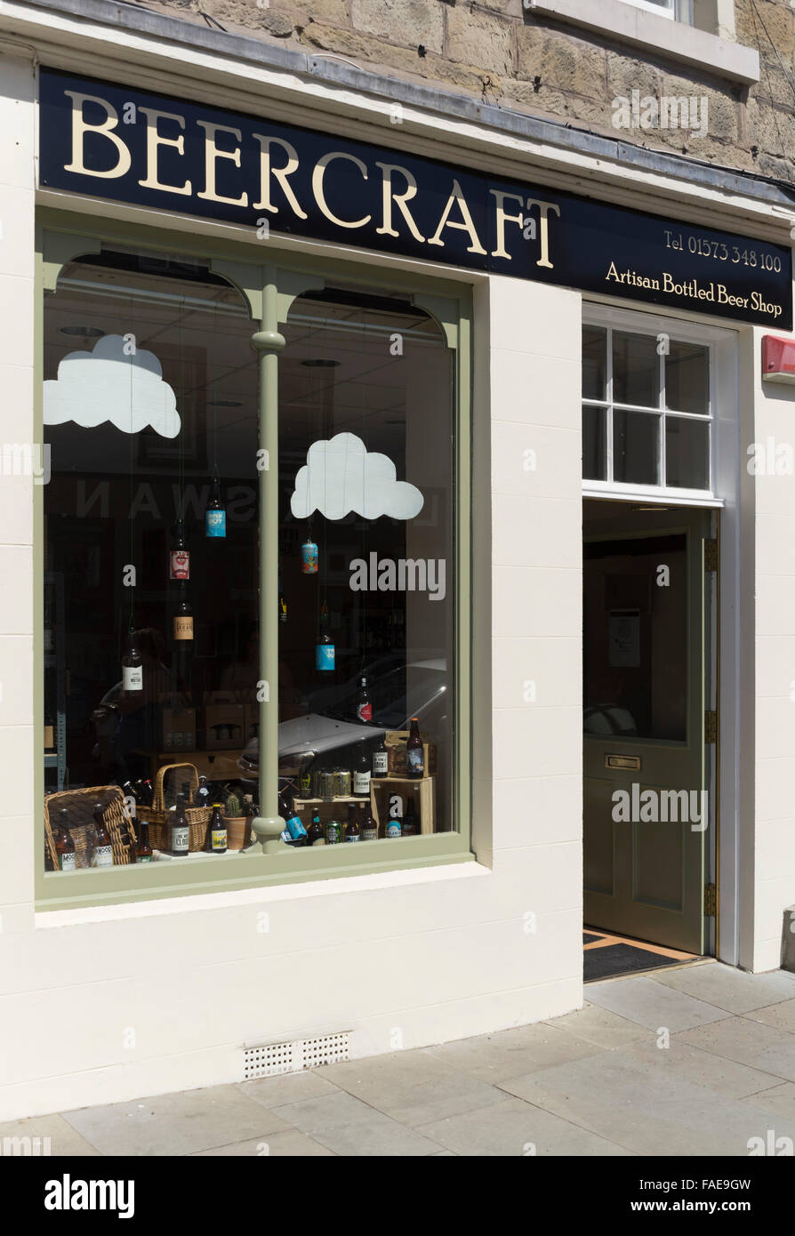 Beercraft la bière spécialiste boutique, Kelso, l'Écosse. Banque D'Images