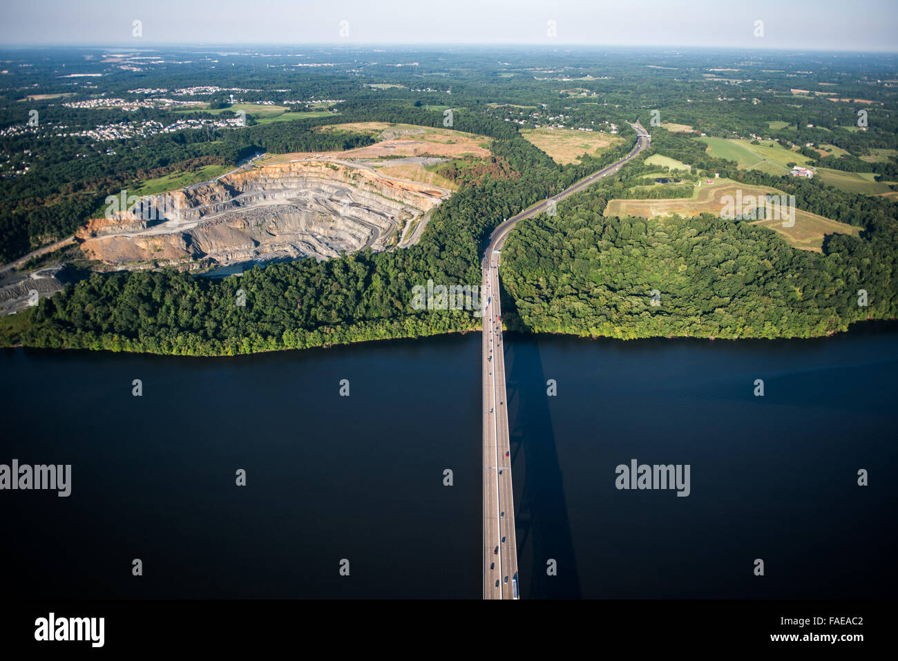 Vue aérienne d'une carrière dans le comté de Harford, Maryland Banque D'Images