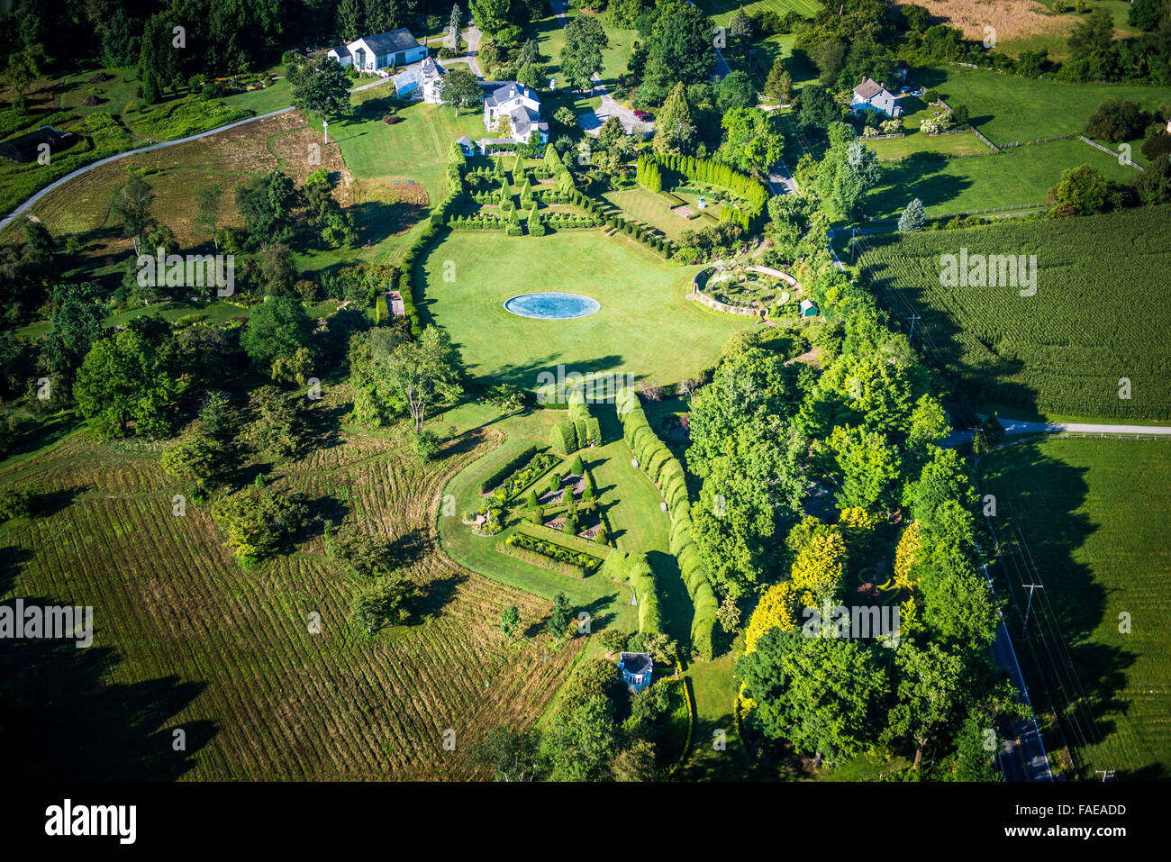 Vue aérienne de Ladew Gardens dans le comté de Harford, Maryland. Banque D'Images