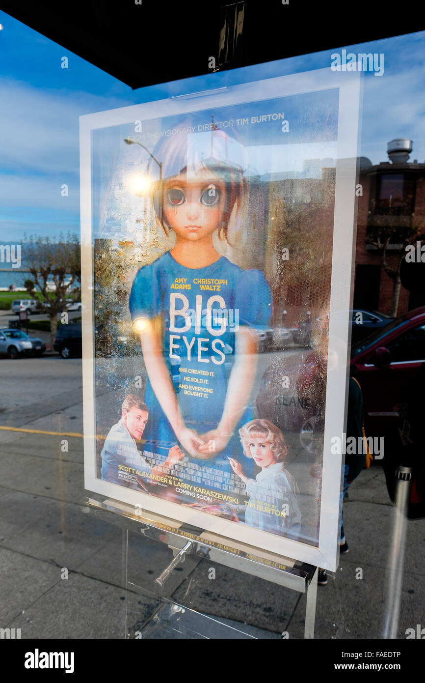 SAN FRANCISCO, CA - 12 décembre 2015 : l'affiche pour le film de grands yeux réalisé par Tim Burton. Banque D'Images