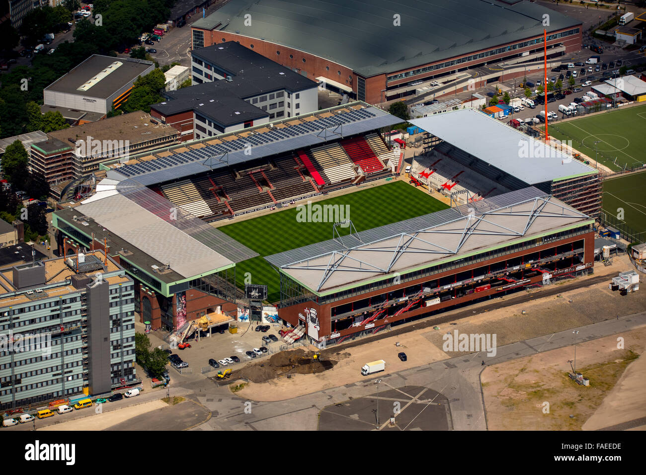 Vue aérienne, remodelage Stade Millerntor, FC St Pauli, Hambourg, ville libre et hanséatique de Hambourg, Hambourg, Allemagne, Europe, Banque D'Images