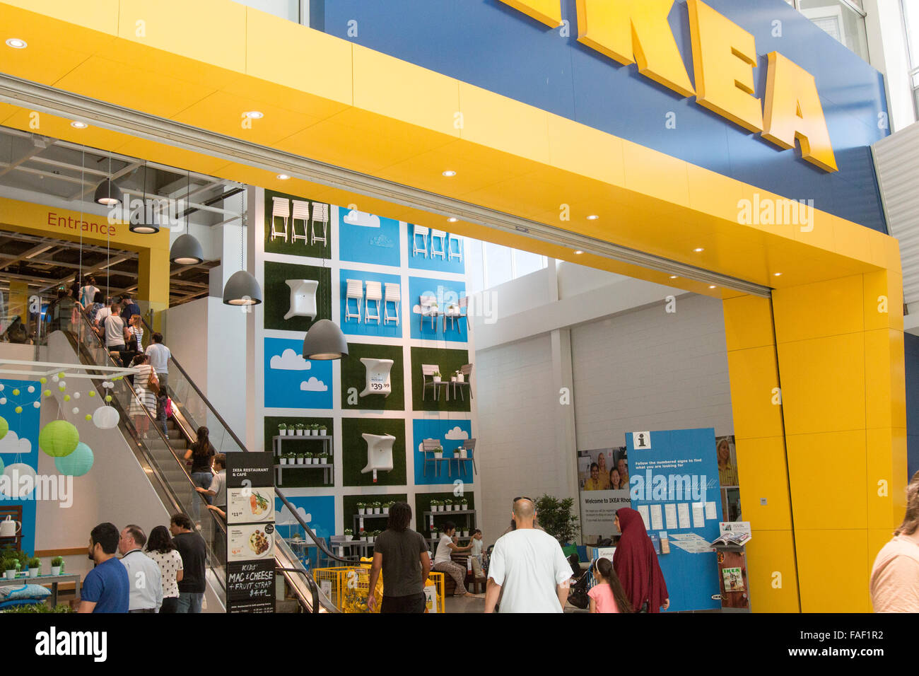 L'entrée du magasin de meubles IKEA à Rhodes shopping centre à Sydney, Nouvelle-Galles du Sud, Australie Banque D'Images
