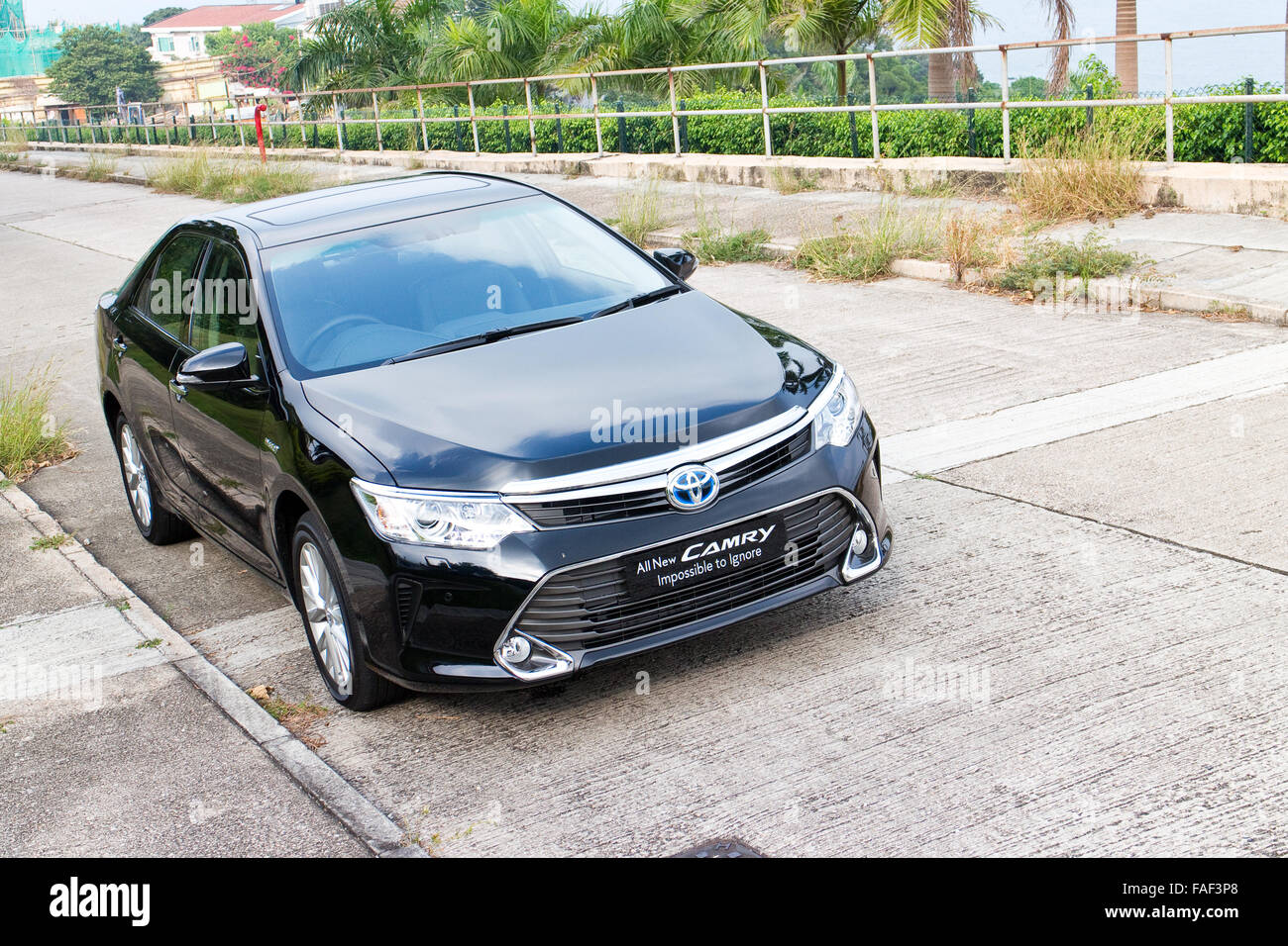 Hong Kong, Chine Oct 27, 2014 : Toyota Camry hybride 2014 test drive le Oct 27 2014 à Hong Kong. Banque D'Images