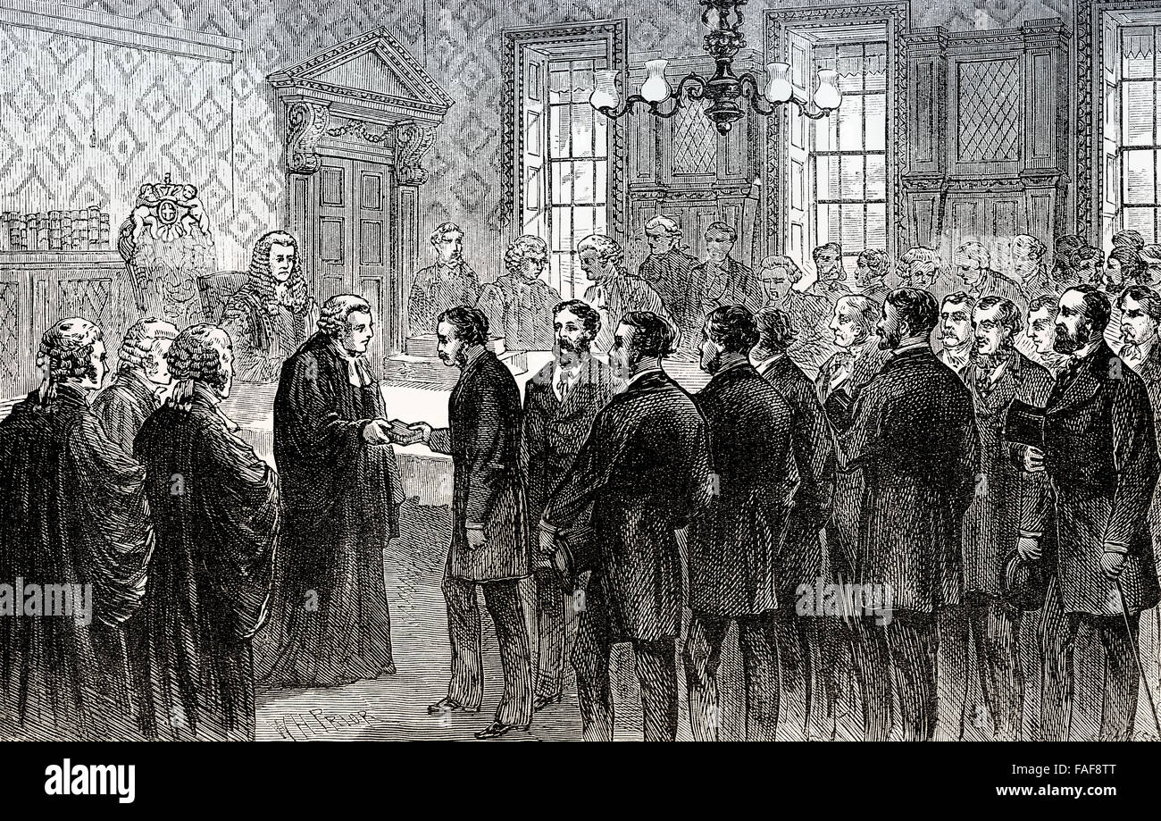 Jury au procès de l'Pyx, Goldsmiths' Hall, Londres, 19e siècle Banque D'Images