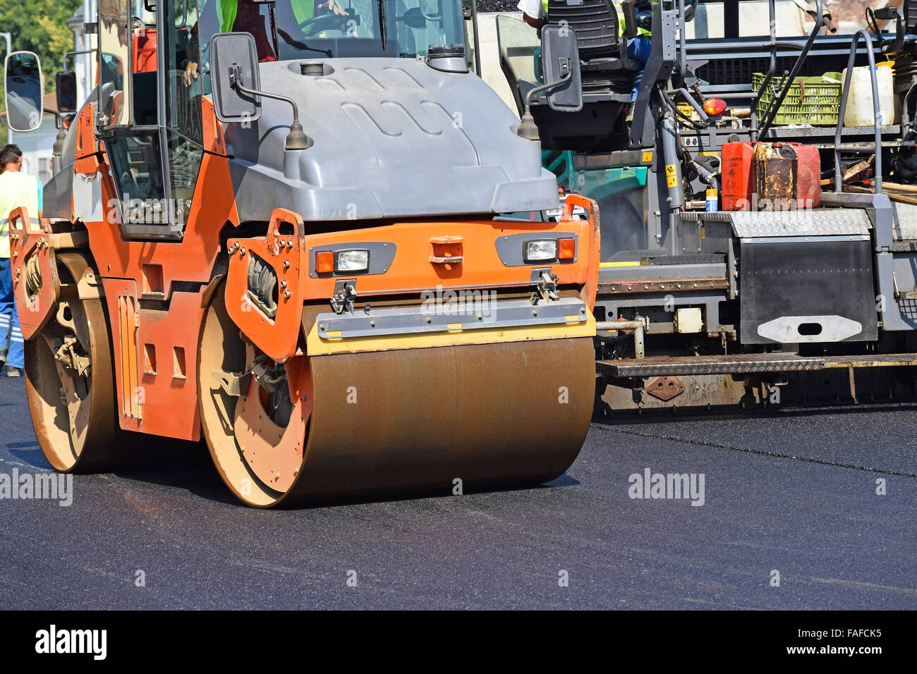 Construction d'une nouvelle route dans la ville Banque D'Images
