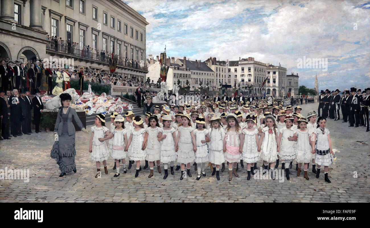 Écoliers par Jan Verhas 1834 - 1896 peintre belge Banque D'Images