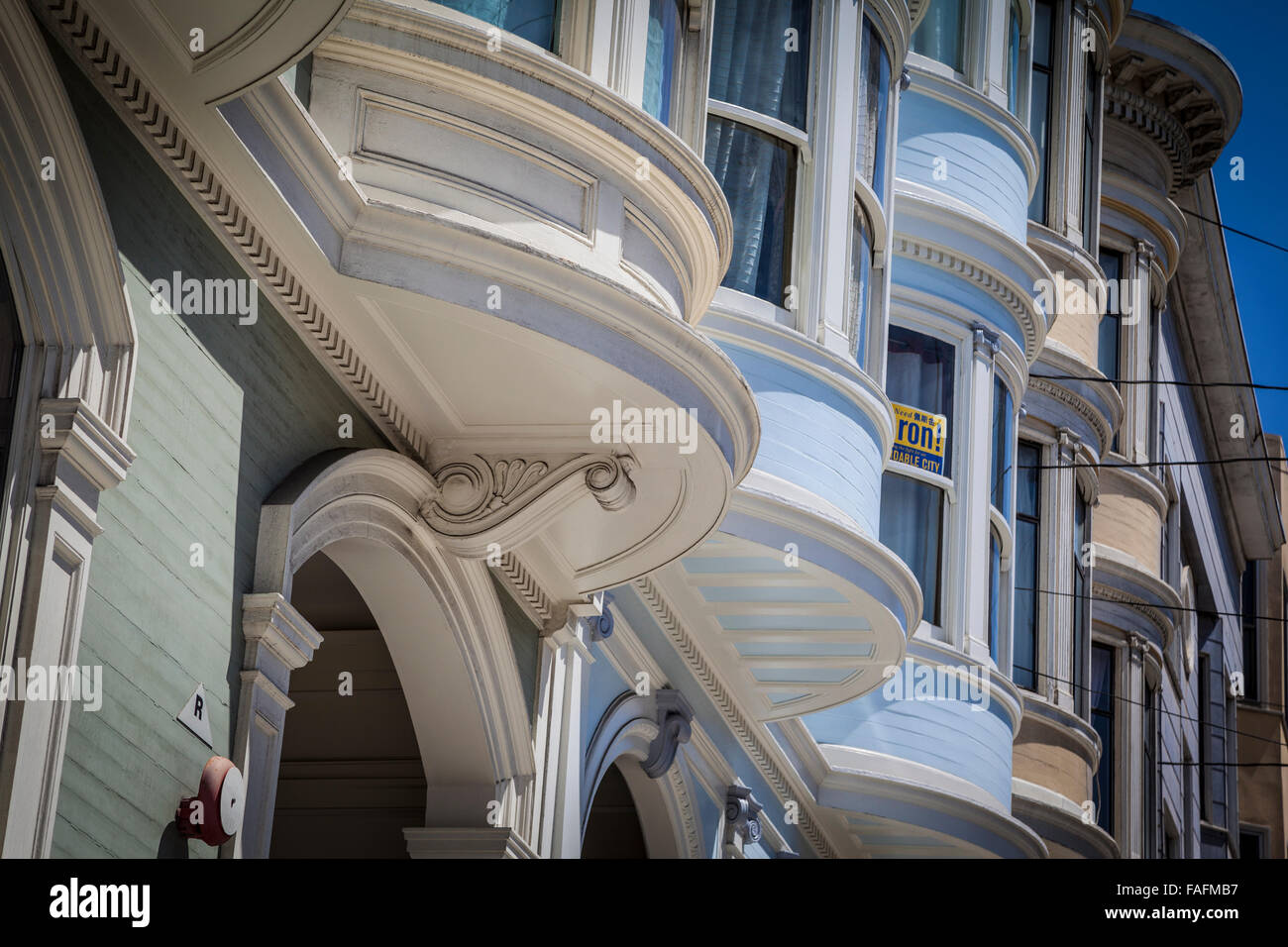 Maisons victoriennes de San Francisco près de Washington Square, California USA Banque D'Images