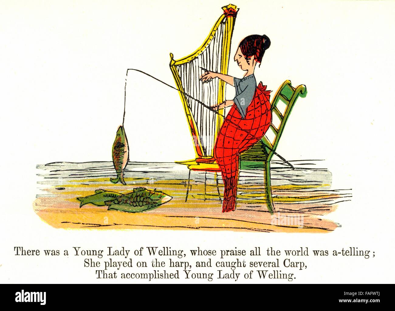 Il y avait une jeune dame de Welling - un Edward Lear illustré Limerick Banque D'Images