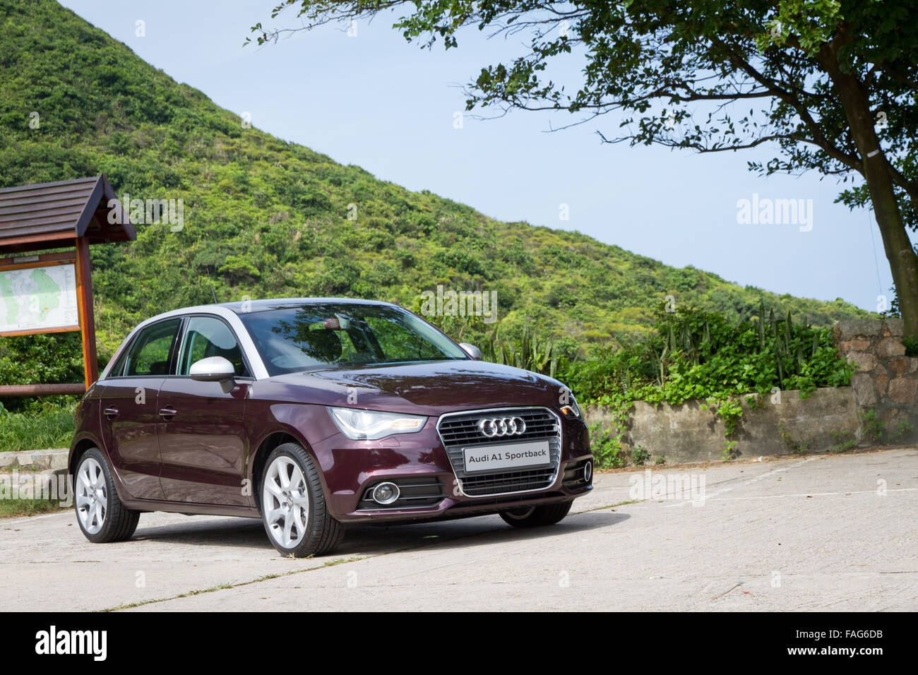 Hong Kong, Chine 5 juin 2012 : Audi A1 Sportback essai de conduite le 5 juin 2012 à Hong Kong. Banque D'Images