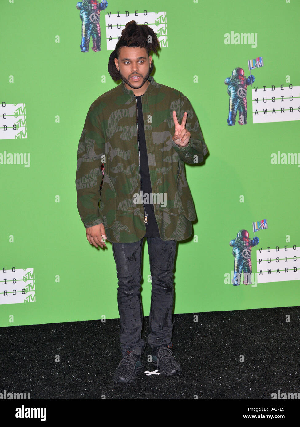 LOS ANGELES, CA - le 30 août 2015 : Le week-end dans la salle de presse au 2015 MTV Video Music Awards au Théâtre La Microsoft Live. Banque D'Images
