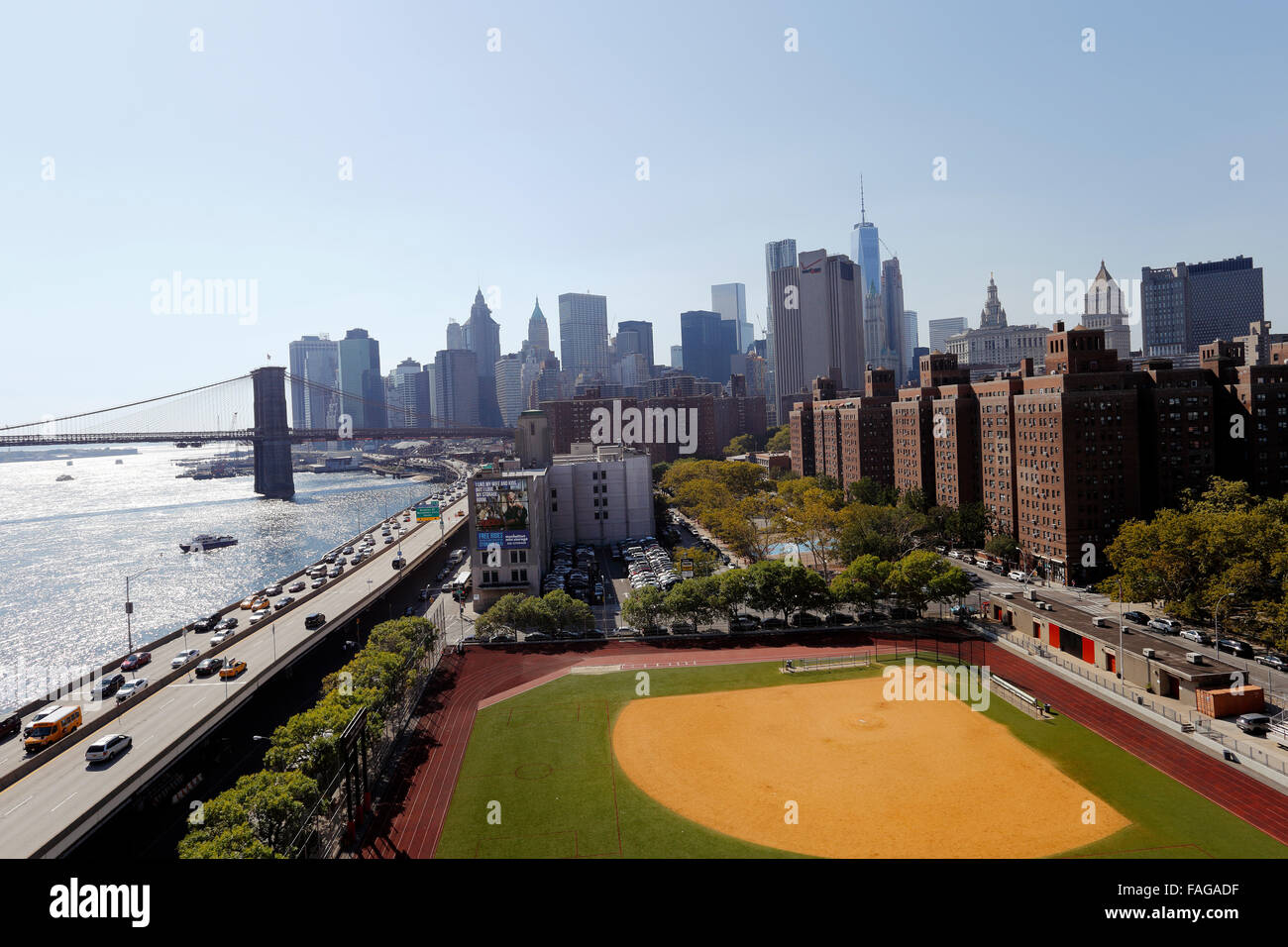 Voir à au sud de Manhattan Bridge sur côté Manhattan New York City Banque D'Images