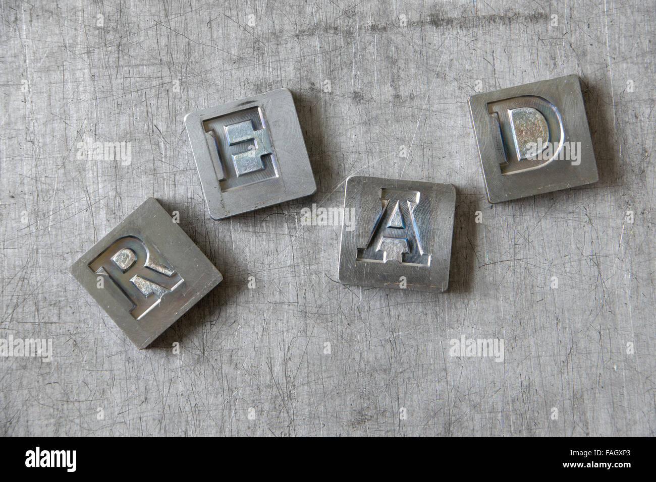 Old vintage vintage des lettres, appuyez sur Lire Banque D'Images