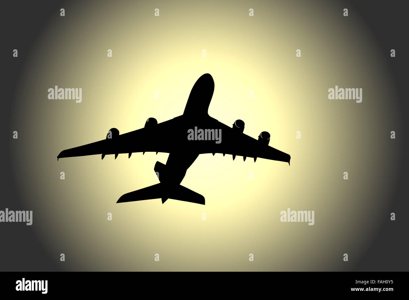 Avion, un A380, silhouette Banque D'Images