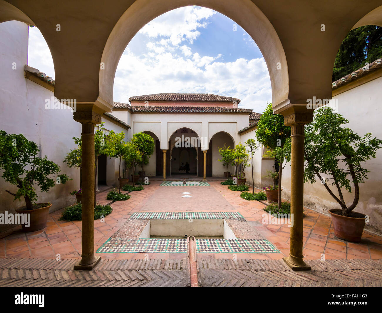 Le Patio de la Alberca, Alcazaba, Malaga, Andalousie, Espagne Banque D'Images