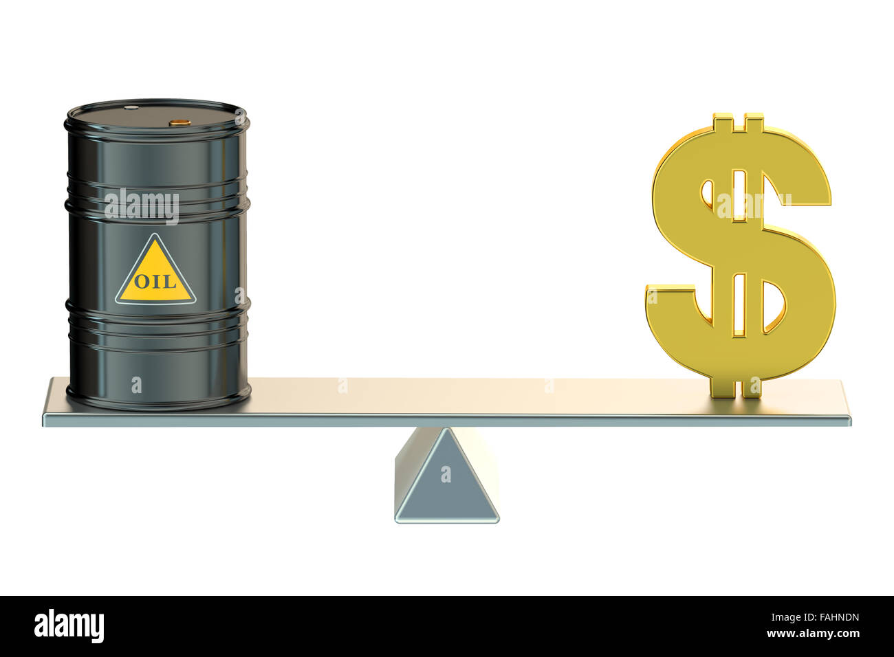 Le baril de pétrole et dollar sur balançoir Banque D'Images