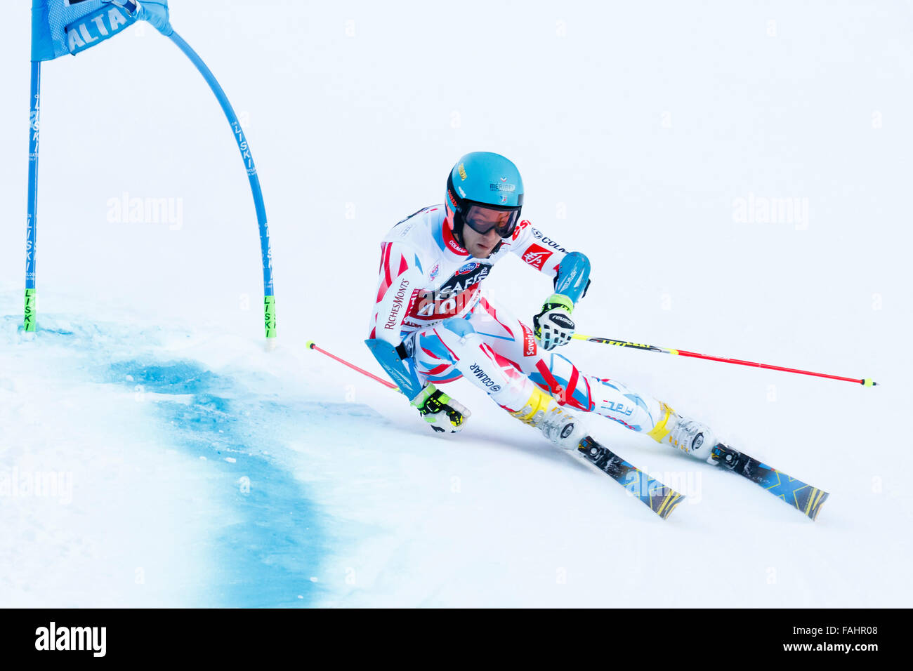 L Alta Badia Italie Decembre 15 Gateau Elie Fra Qui Se Font Concurrence Sur Les Audi Fis Coupe Du Monde De Ski Alpin Slalom Geant Hommes Photo Stock Alamy