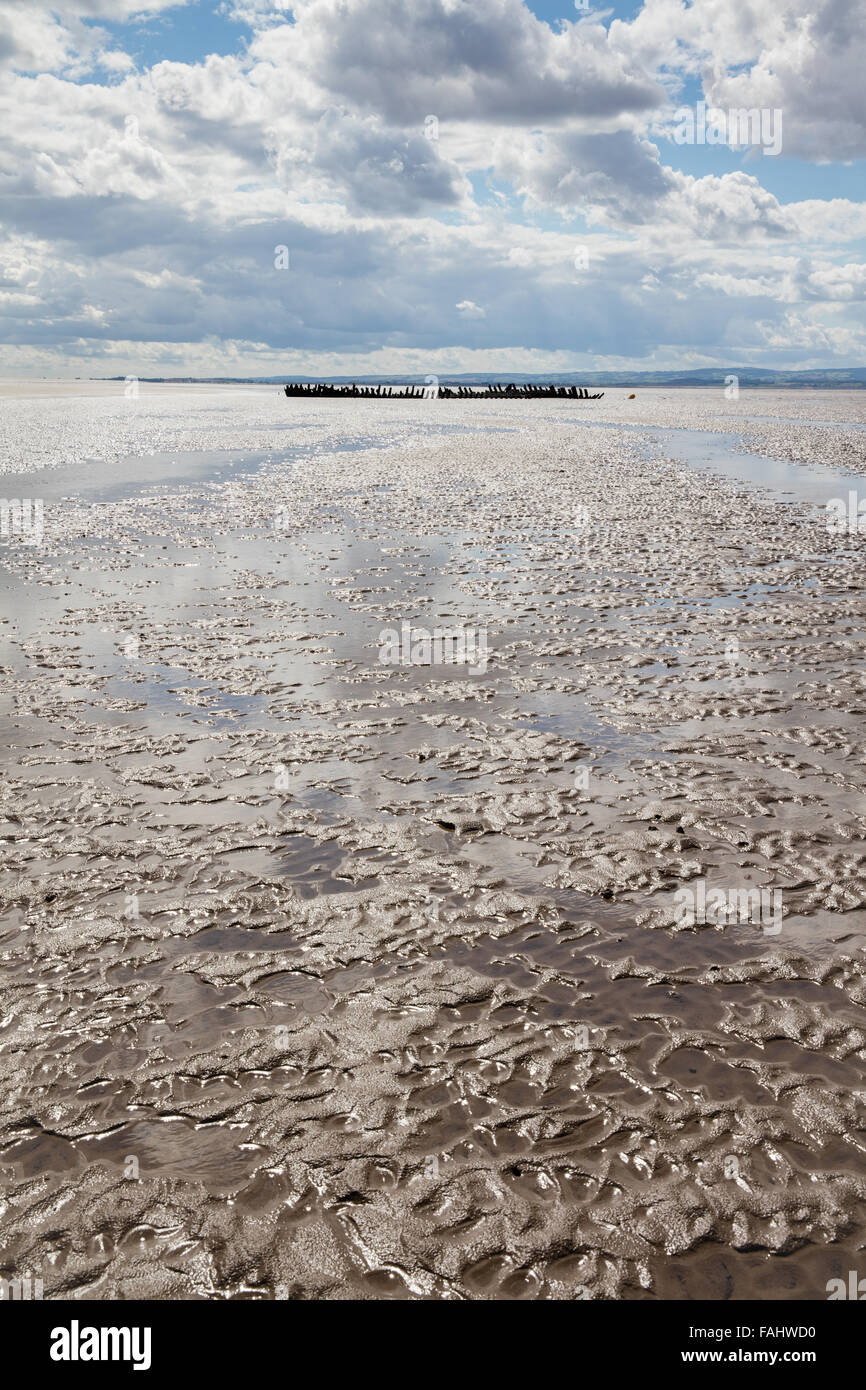 Épave du SS Nornen barque norvégien - une caractéristique de dunes Berrow près de Burnham on Sea puisqu'il s'est échoué en 1897 Banque D'Images