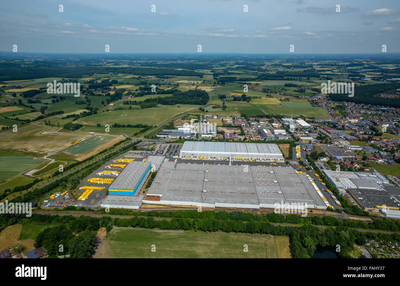 Vue aérienne, Amazon, Amazon plan du centre logistique à l'ouest de Werne avec extension possible, Werne, Ruhr, Banque D'Images