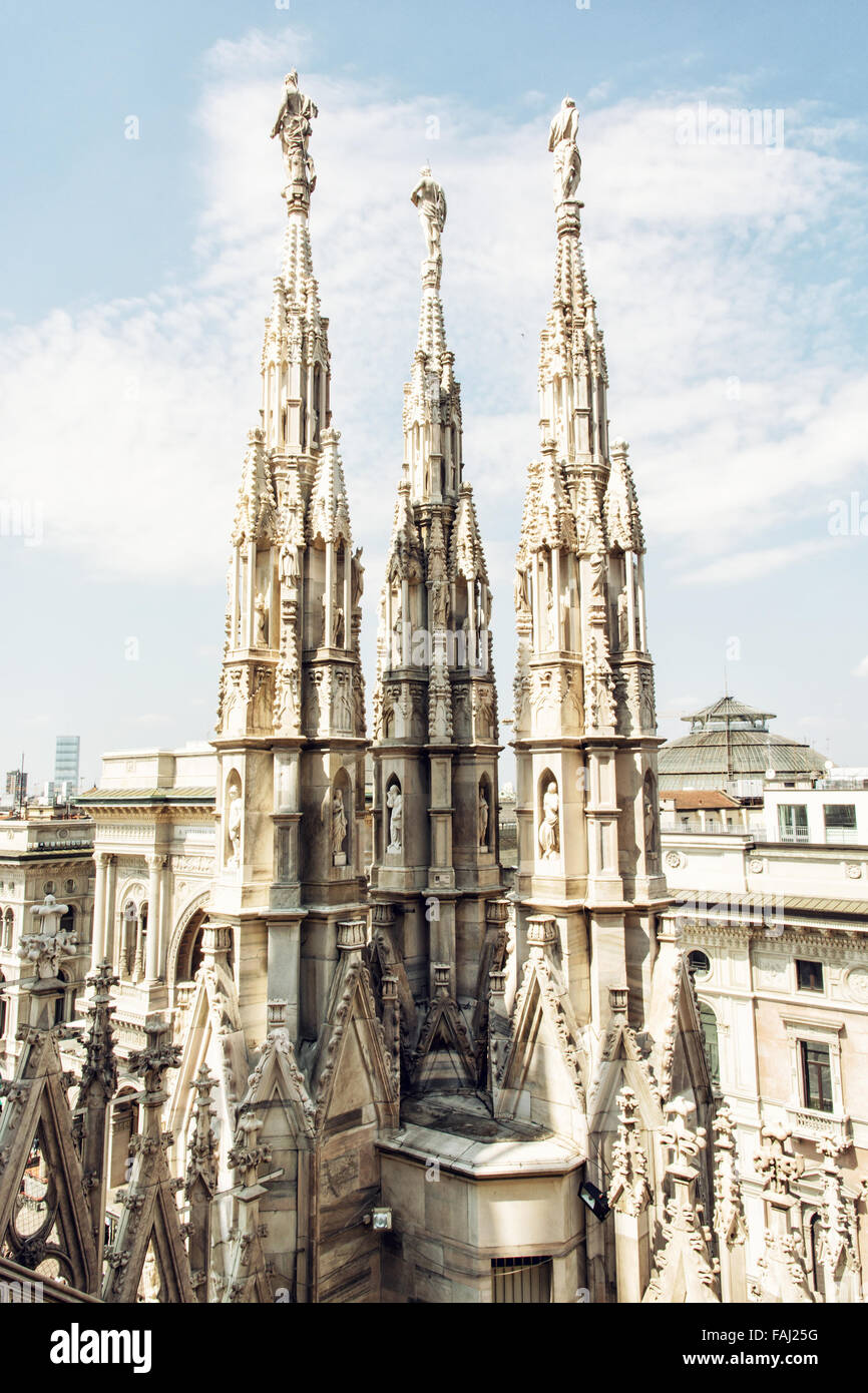 La cathédrale de Milan (Duomo di Milano, Italie). Thème de l'architecture religieuse. Banque D'Images