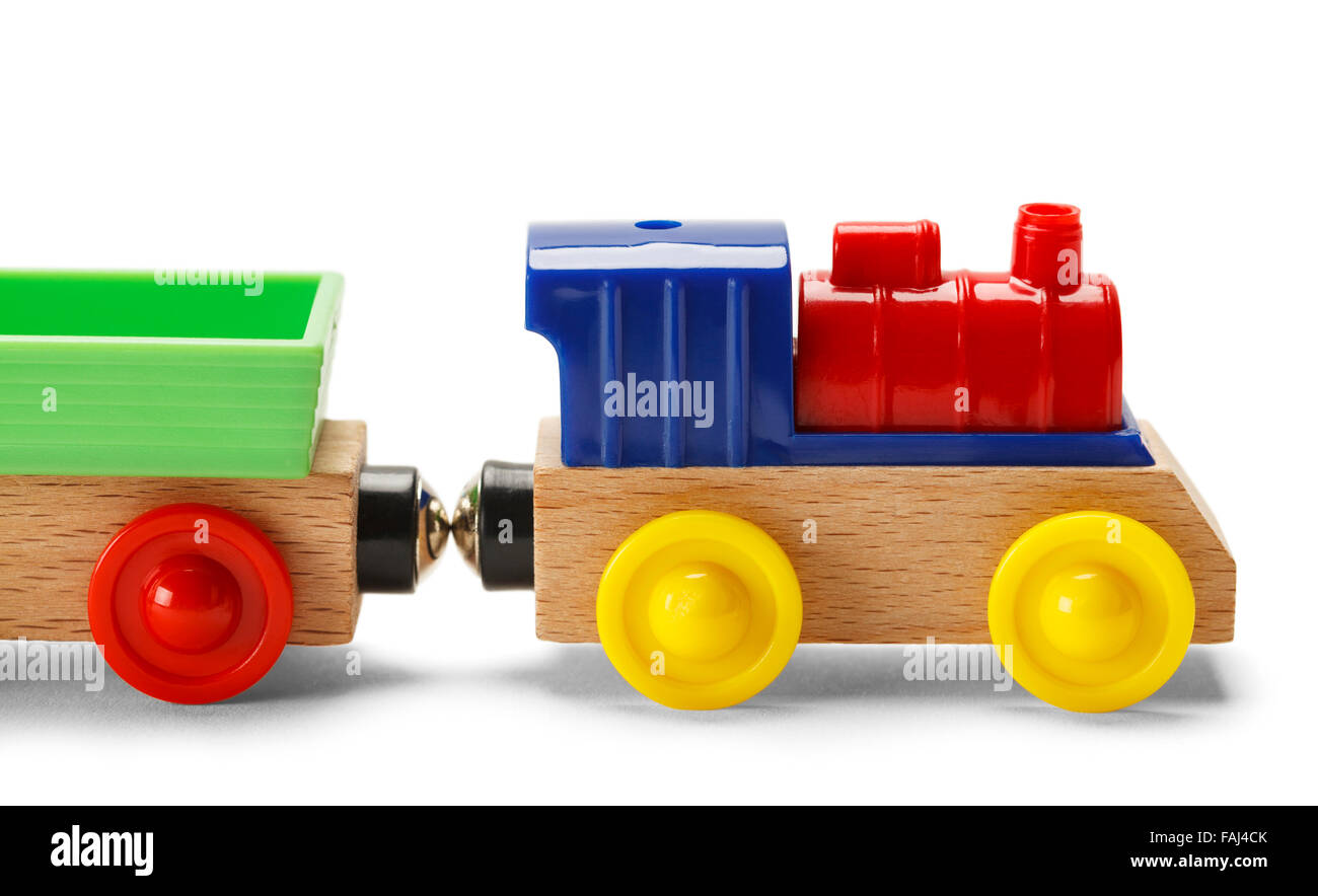 Les jeux des enfants petit train isolé sur un fond blanc. Banque D'Images