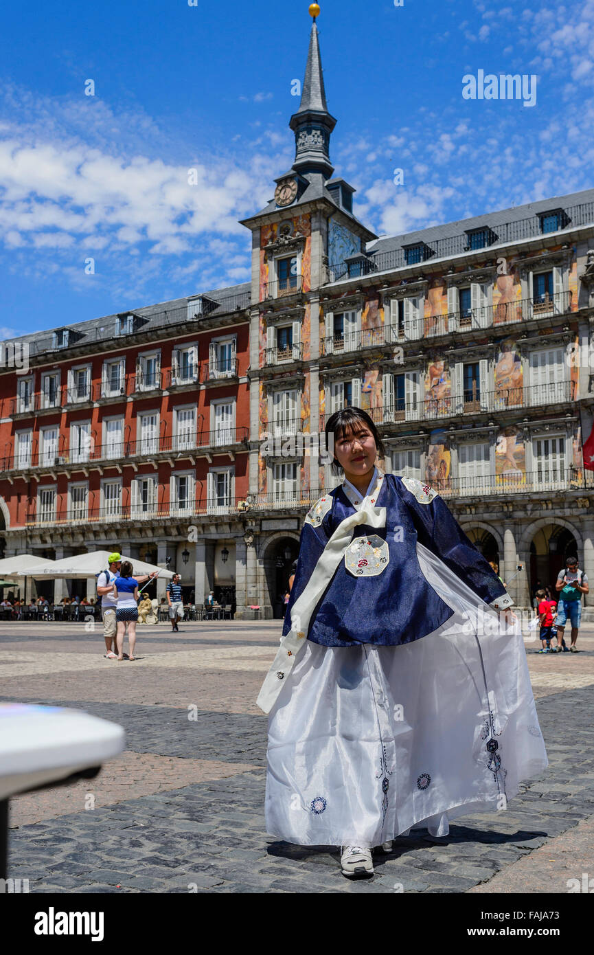 Coréen à Plaza Mayor Banque D'Images