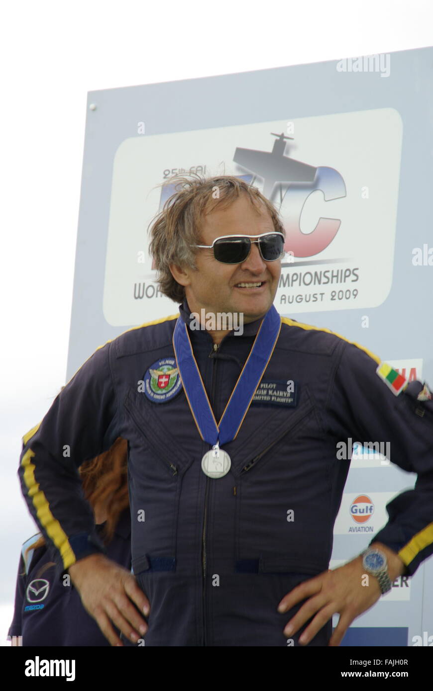 Jurgis Kairys, pilote de voltige et ingénieur aéronautique lituanien. Il a remporté de nombreux prix en acrobatie mondiale. Médaillé aux Championnats du monde Banque D'Images