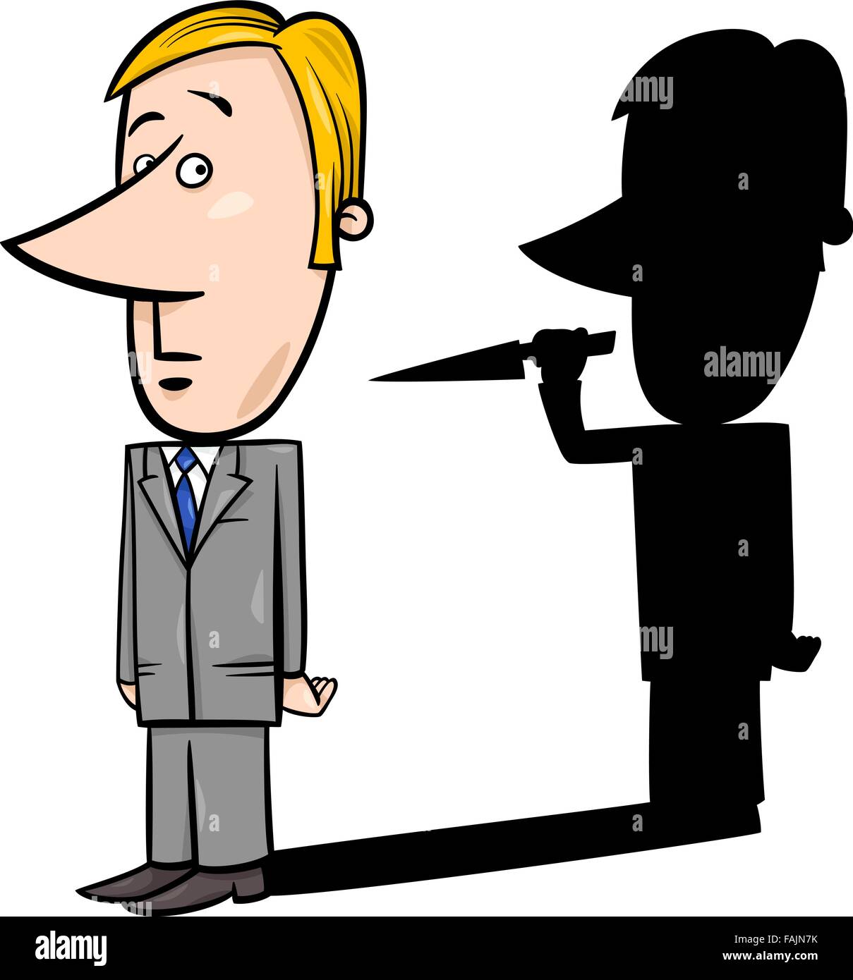 Cartoon Illustration du concept d'affaires et de l'ombre avec son couteau Illustration de Vecteur