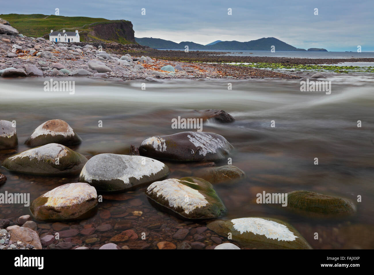 Chalet de la plage à Waterville, Iveragh, comté de Kerry, Irlande Banque D'Images
