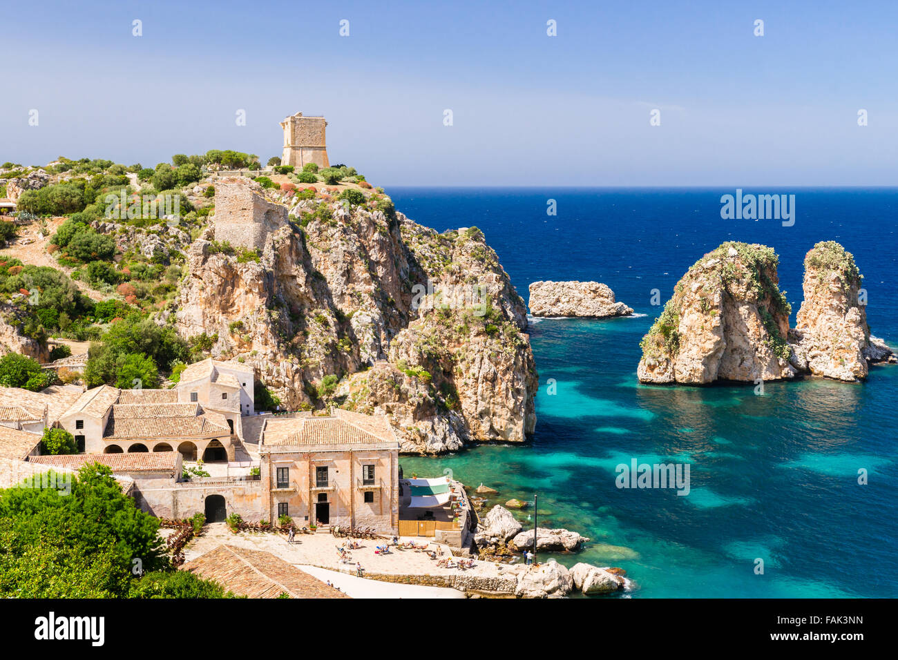 Tonnara di Scopello, Scopello, Castellammare del Golfo, province de Trapani, Sicile, Italie Banque D'Images