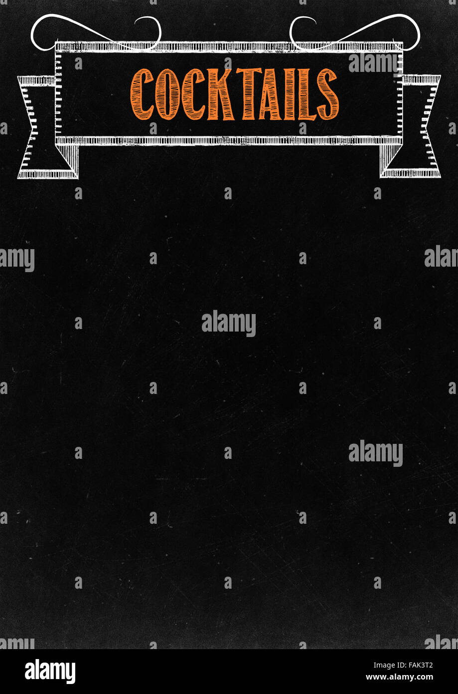 Tableau avec 'cocktails' part tracé à la craie avec l'exemplaire de l'espace pour votre texte Banque D'Images