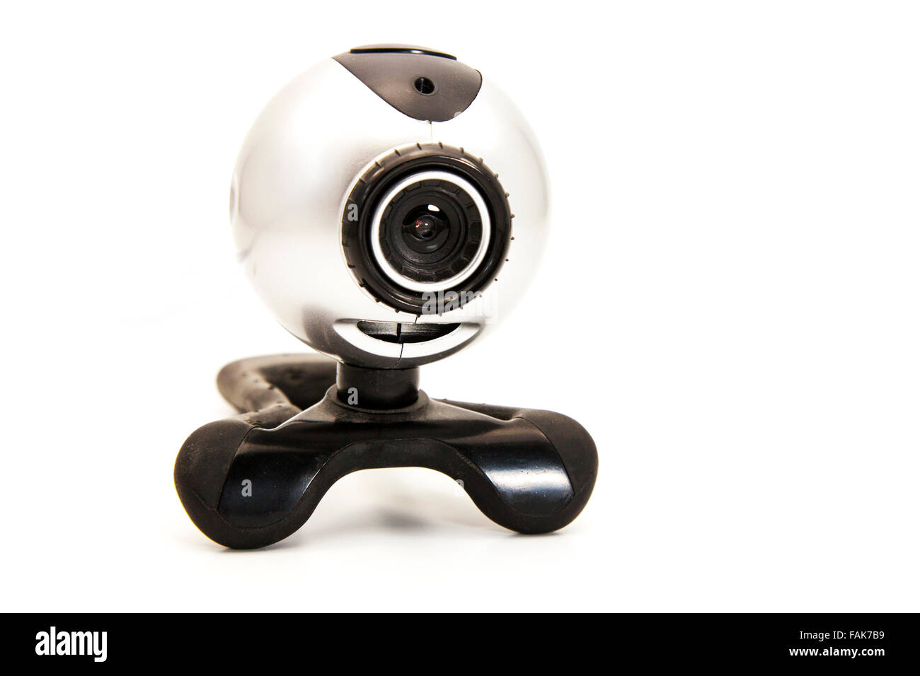 La sécurité de webcam ordinateur vidéo voyeur observant chat chat chambres salle de découpe découpe fond blanc copie isolée sp Banque D'Images