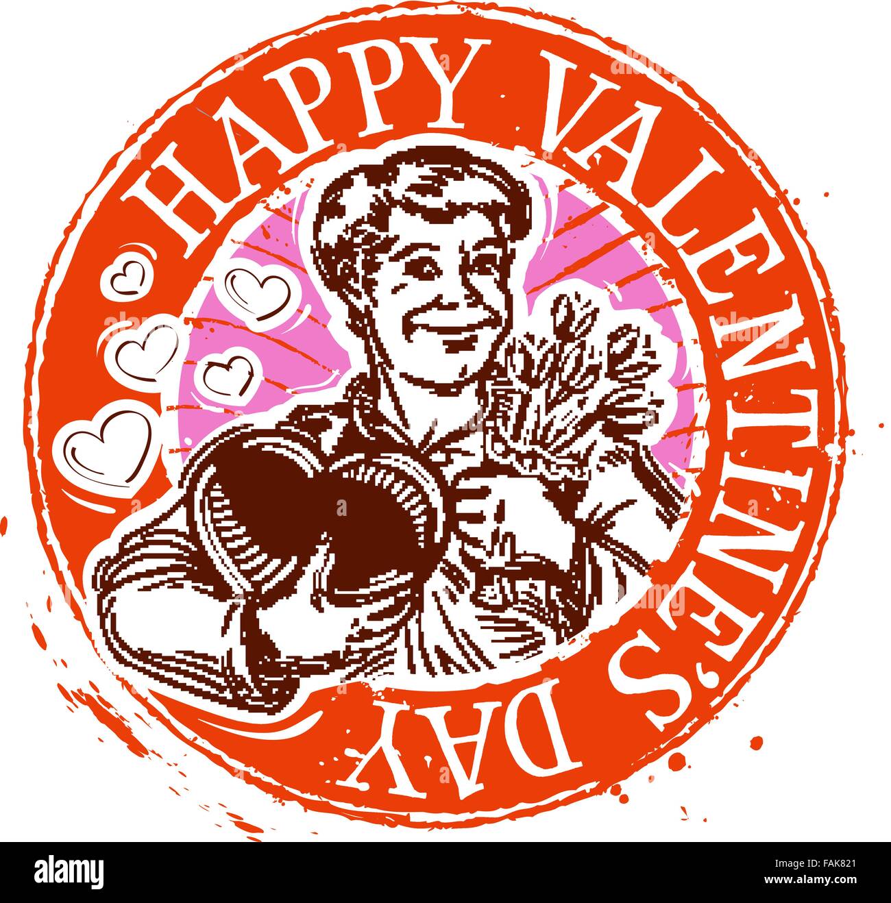 Happy Valentine's day stamp Illustration de Vecteur
