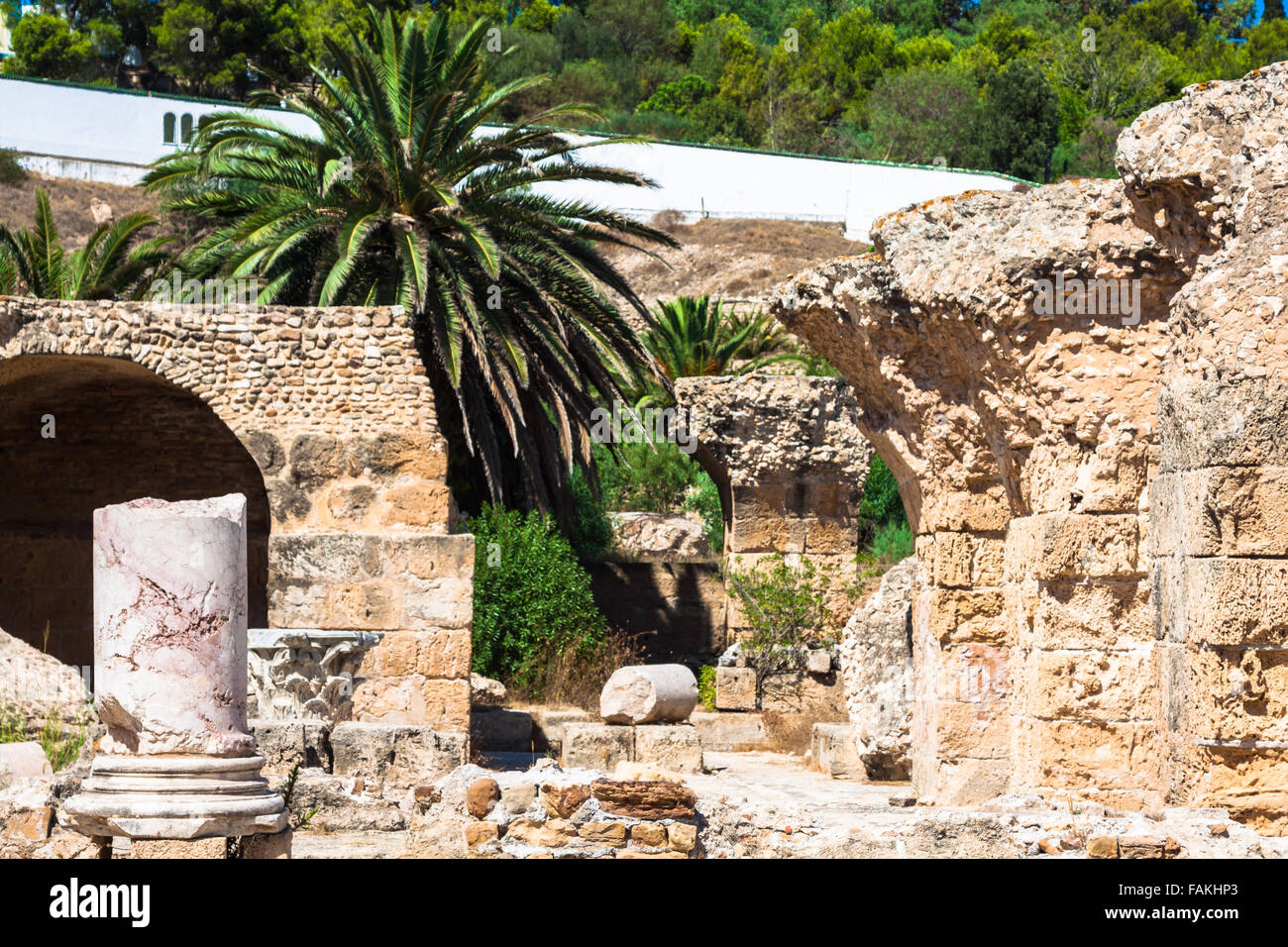 Ruines de thermes d'Antonin à Carthage, Tunisie Banque D'Images