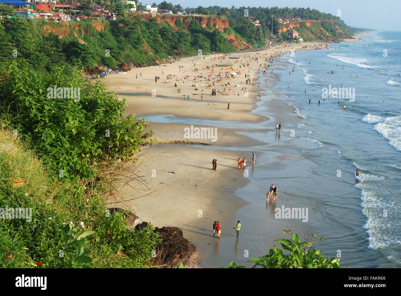 Varkala beach et Cliff, Kerala, Inde.Cette destination touristique internationale est à 50 km de Trivandrum. Banque D'Images
