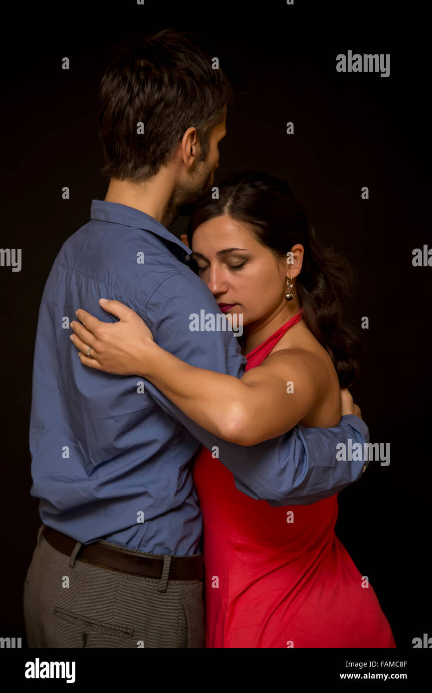 Couple de danseurs de tango à vue Banque D'Images