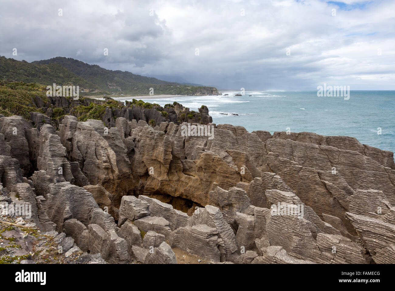 Pancake rocks près de Punakaiki Banque D'Images